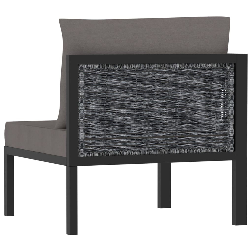 Sectional Corner Sofa with Right Armrest Poly Rattan Anthracite Patio Lounge Sofa O889