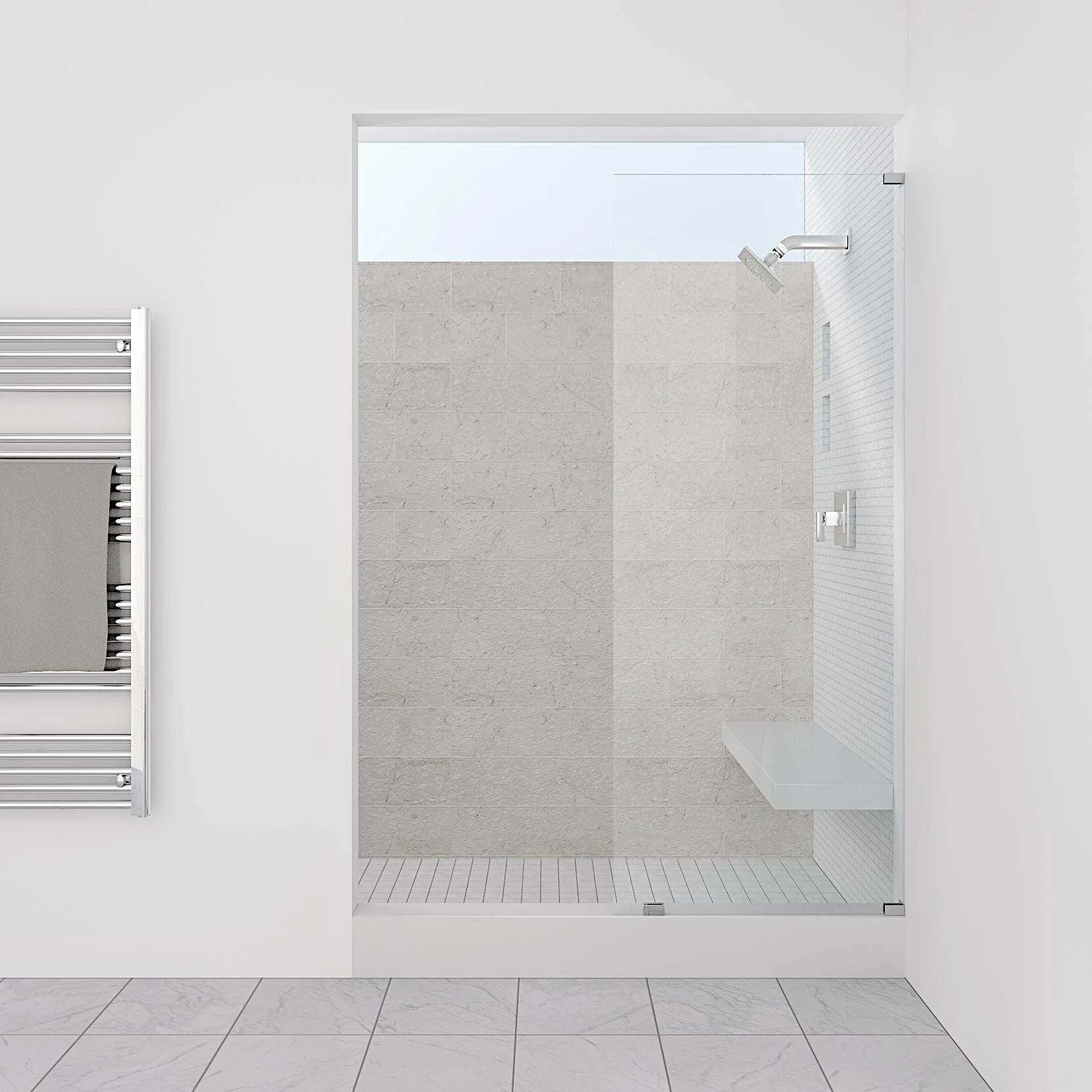 Matte Black Frameless Fixed Glass Shower Panel E68342