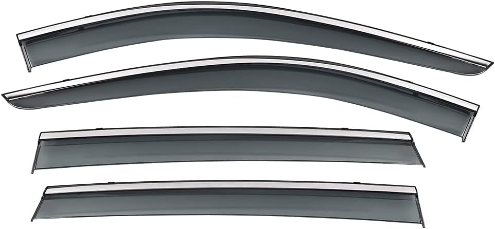 Polycarbonate Rain Guards Window Visors with 304 Stainless Steel Trim Pack of 2 R4501