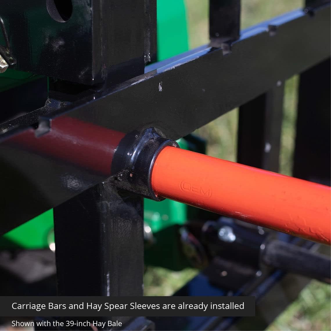 Pallet Fork Frame Attachment with 49 Hay Spear and Stabilizers, Fits Cat I & II Tractors, Rated 4,000 LB B9200