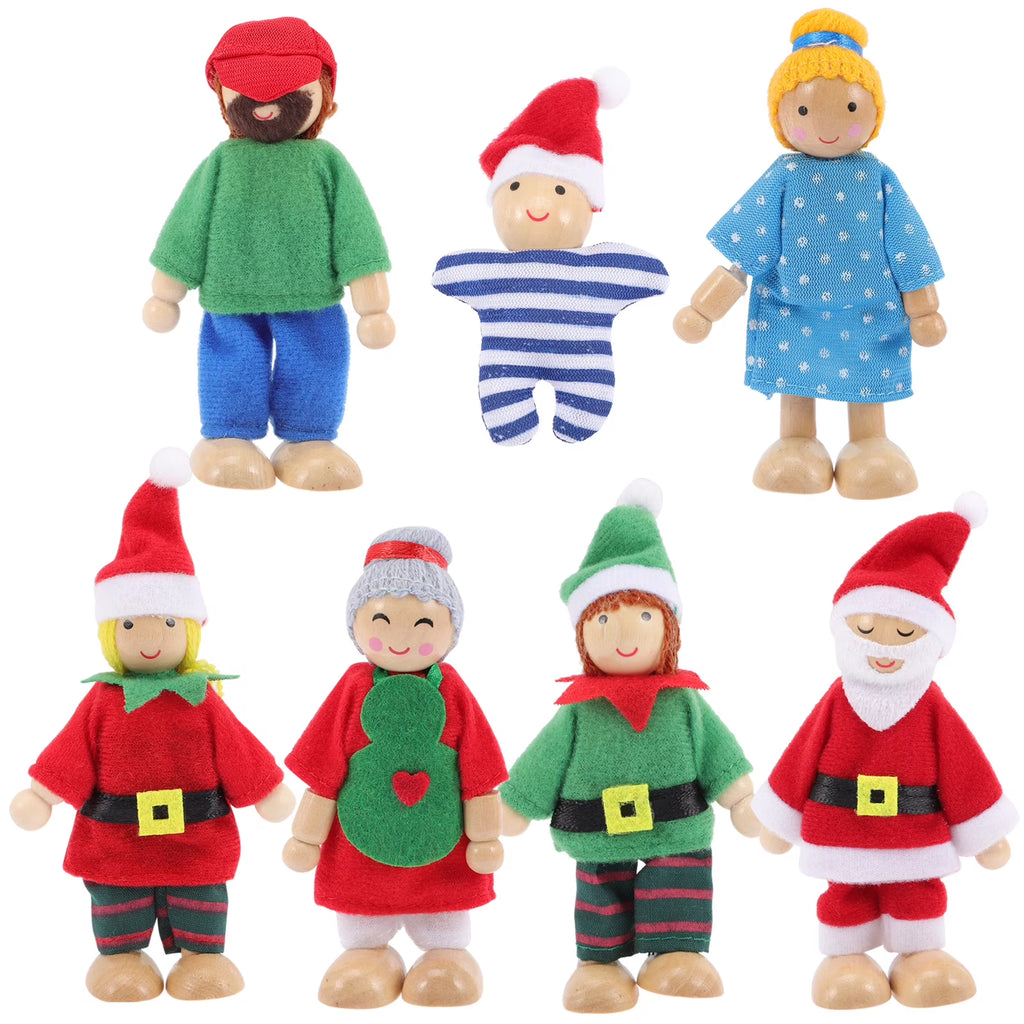 Wooden Dollhouse Play Set with Doll Figures V877458