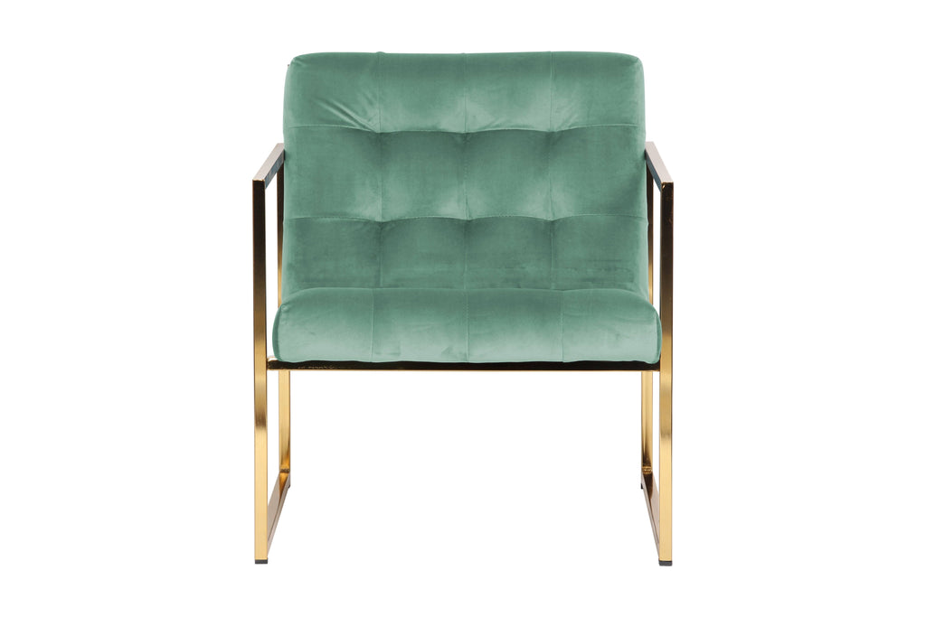 Emerald Green Tufted Velvet Accent Armchair with Gold Frame Q799