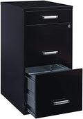 Black 18in Deep 3 Metal Organizer Pencil Drawer Vertical File Cabinet D937