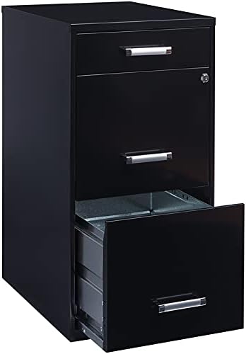 Black 18in Deep 3 Metal Organizer Pencil Drawer Vertical File Cabinet D937