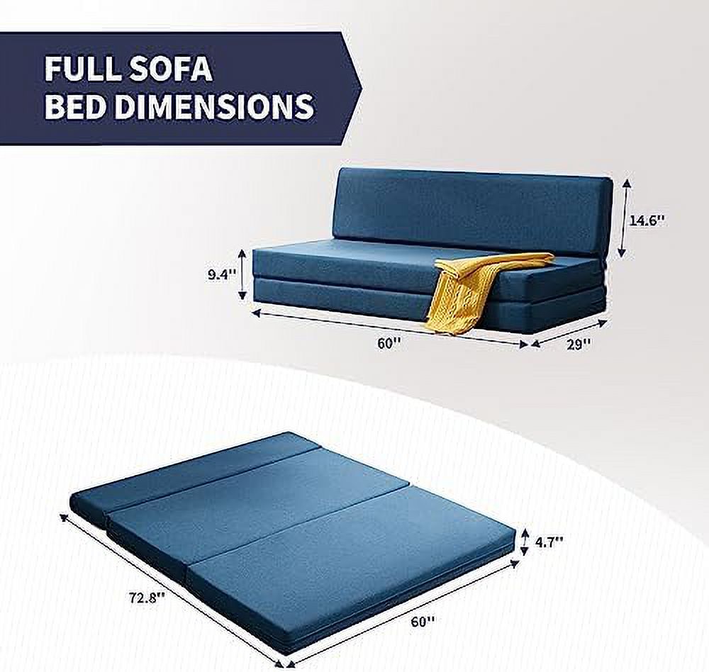 Twin Folding Sofa Bed with Memory Foam Mattress Linen Fabric B947532