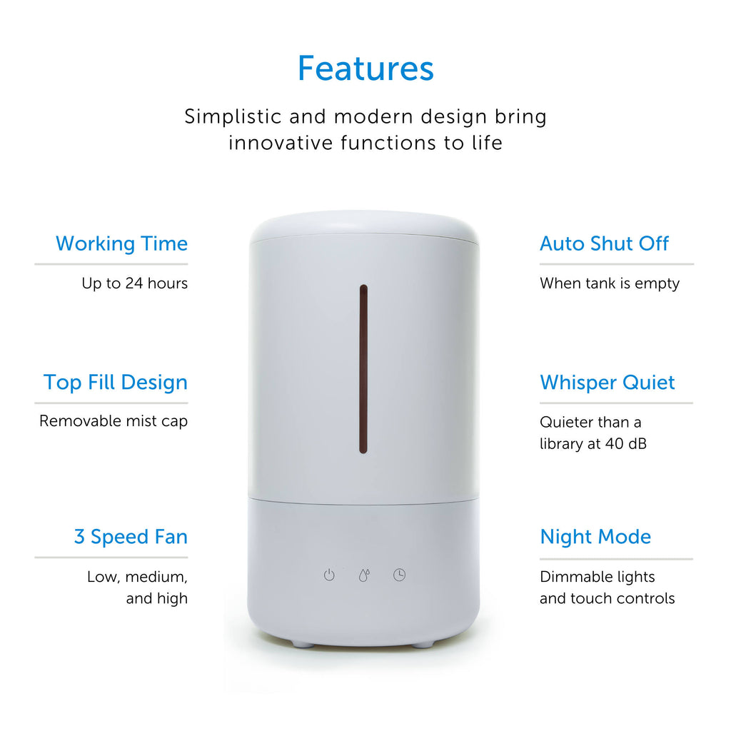 3.5L Cool Mist Ultrasonic Humidifier with Adjustable Mist Level and Auto Shut Off Z65065