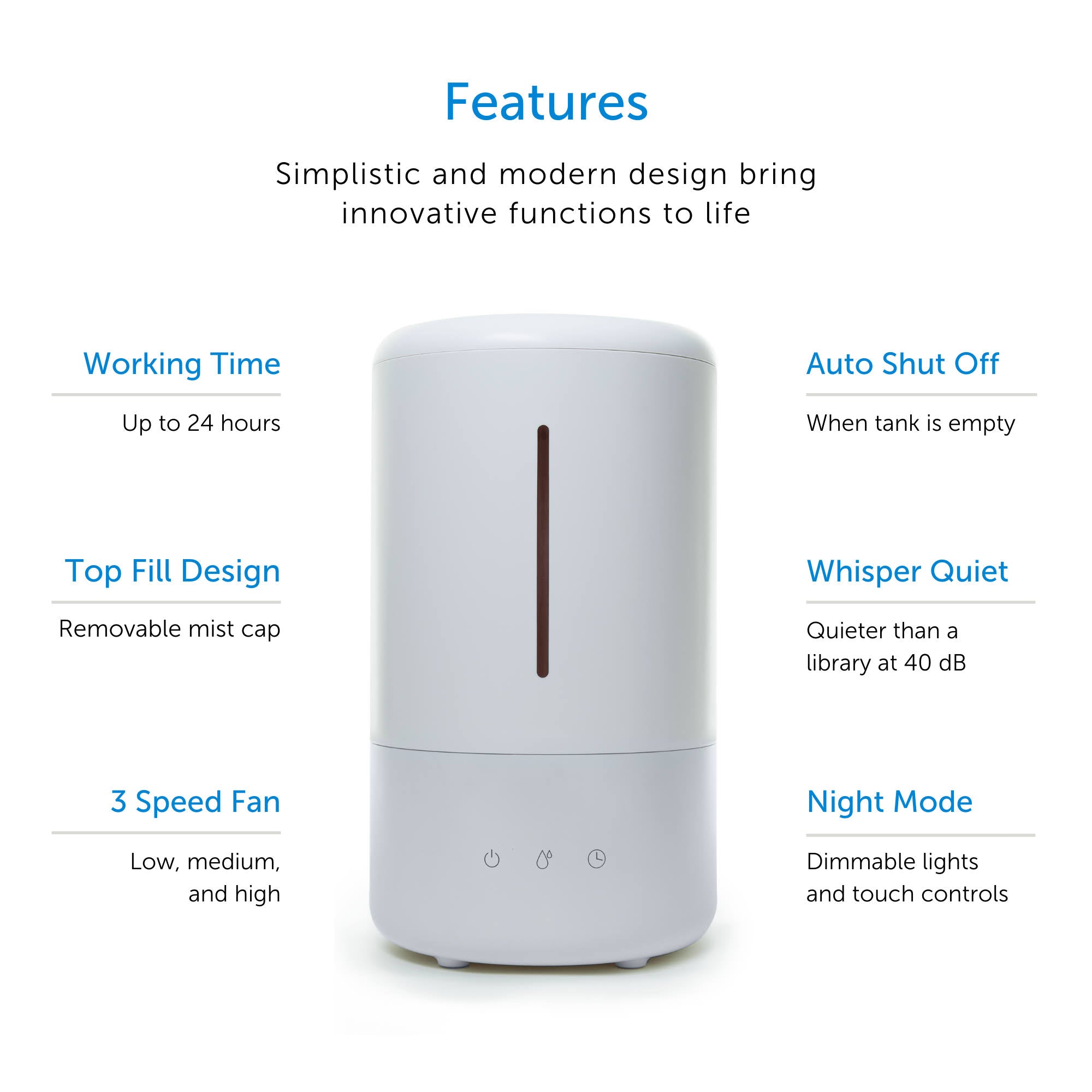 3.5L Cool Mist Ultrasonic Humidifier with Adjustable Mist Level and Auto Shut Off Z65065