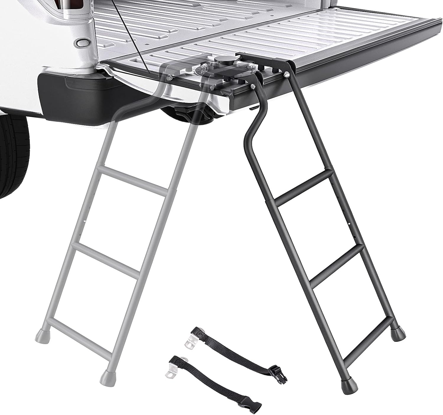 Foldable Pickup Truck Tailgate Ladder, Steel, 300 lbs, Pack of 2 I374
