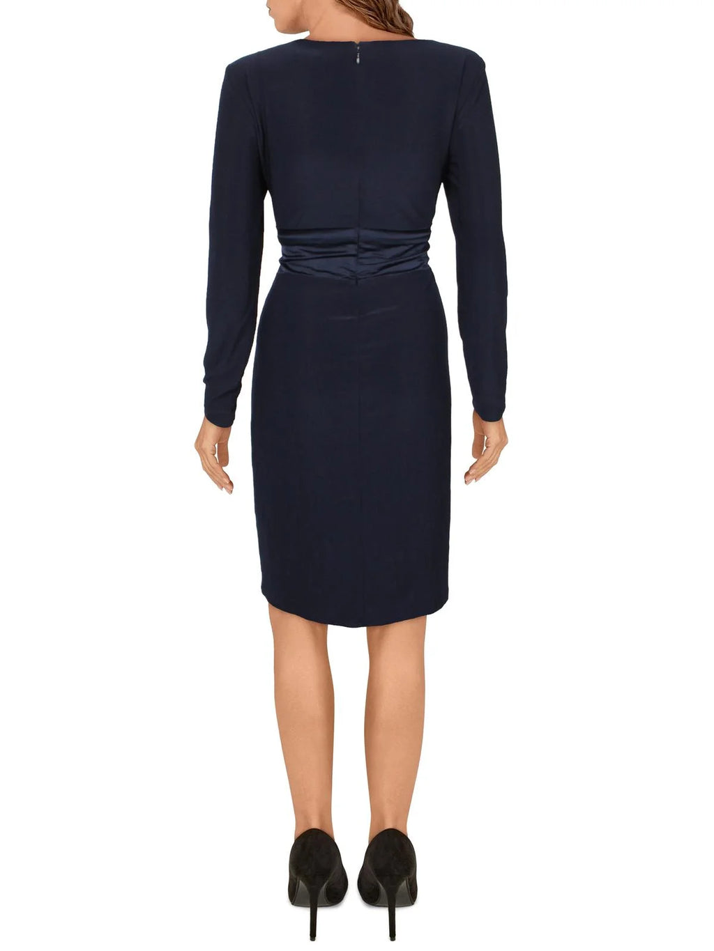 Navy Long Sleeve Knee Length Body Con Dress Petites 6P C16443