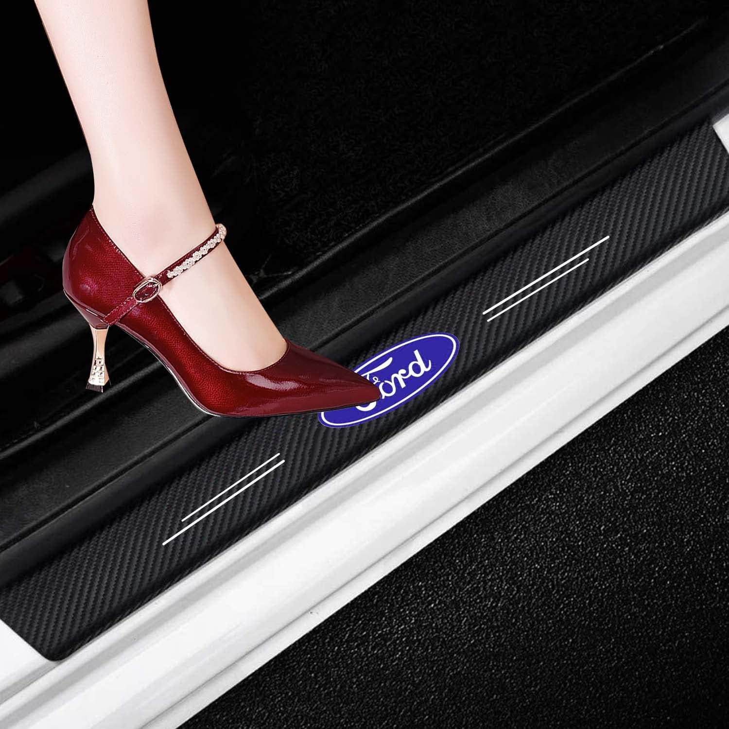 4Pcs Carbon Fiber Door Sill Protector Sticker Z319