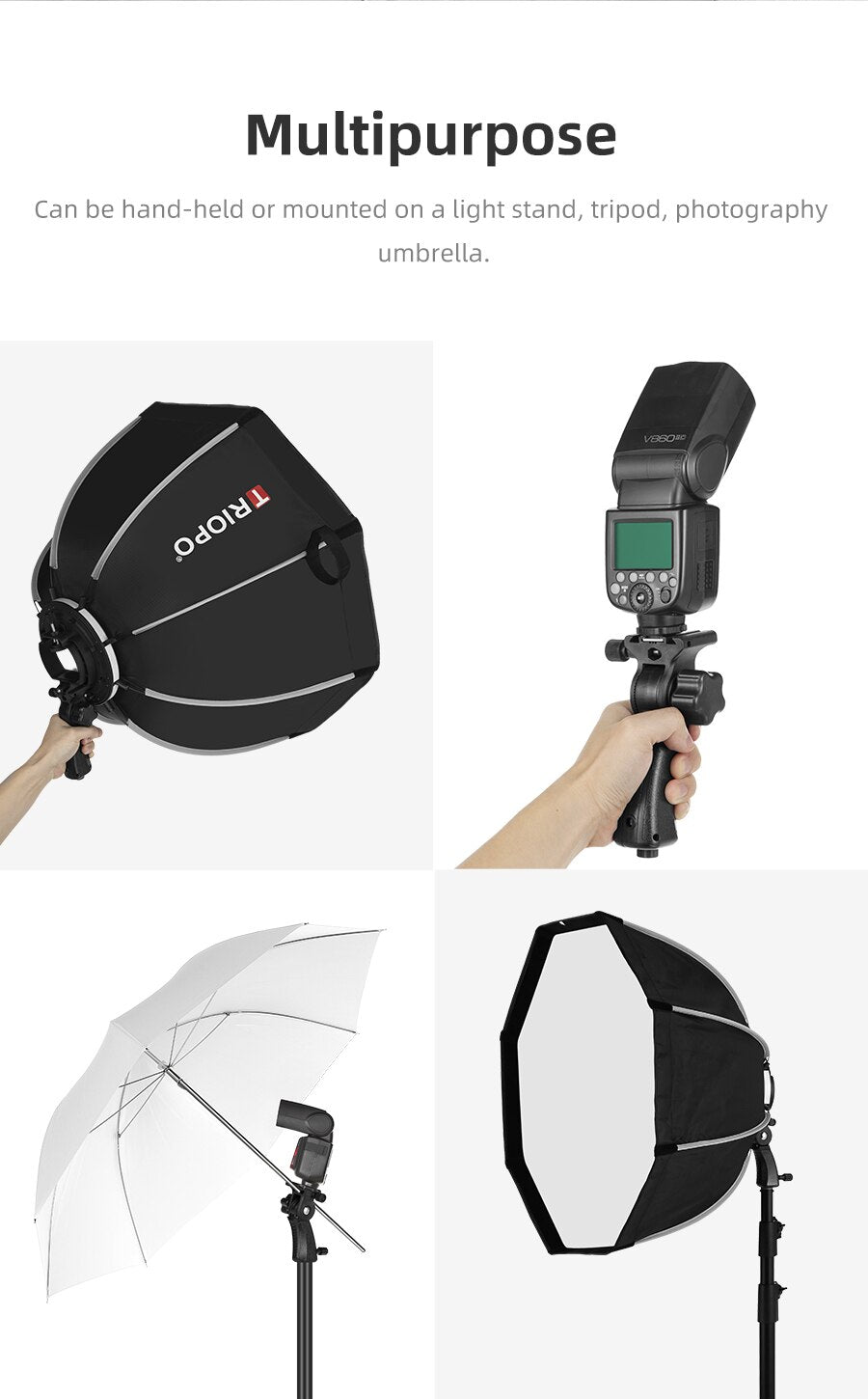 Softbox 90cm with Stand Foldable Octagon for Photography Flash Light T240964