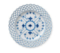 Blue Fluted Full Lace Cake Plate with Open Border Y443