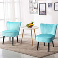 Velvet Accent Chair Set of 2 Armless Curved Backrest Padded Seat C269