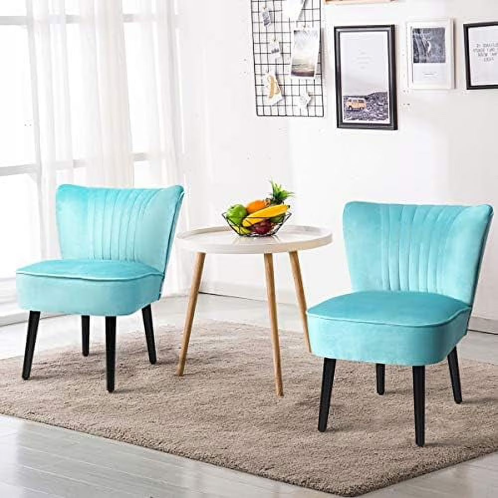 Velvet Accent Chair Set of 2 Armless Curved Backrest Padded Seat C269