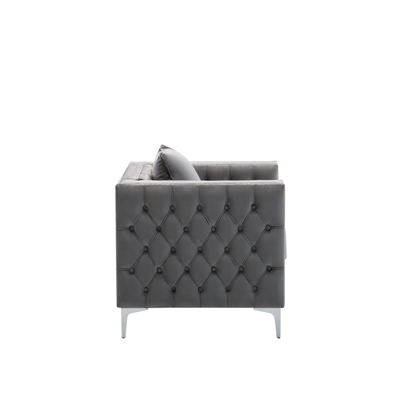 2 Piece Velvet Loveseat and Chair Set in Gray I647