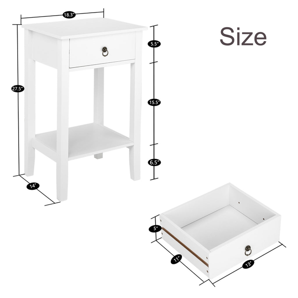 White Wooden Nightstand E592