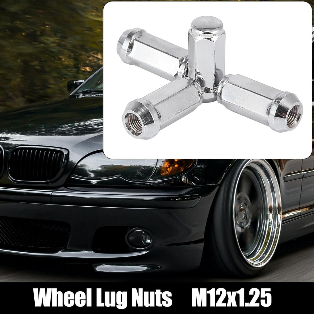 24pcs Silver Tone M12x1.25 Bulge Acorn Closed End Wheel Lug Nuts U5543