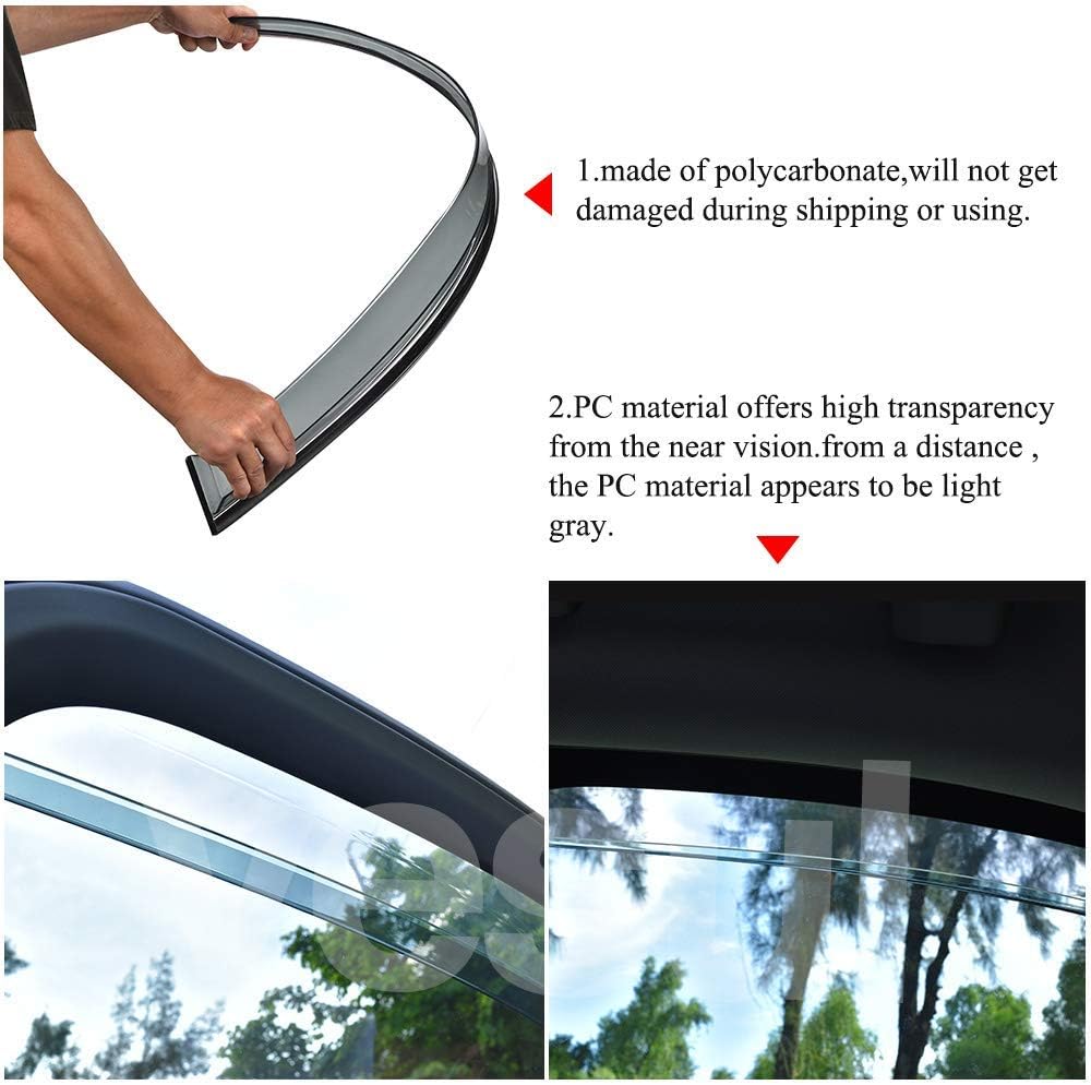 Polycarbonate Rain Guards Window Visors with 304 Stainless Steel Trim Pack of 2 R4501