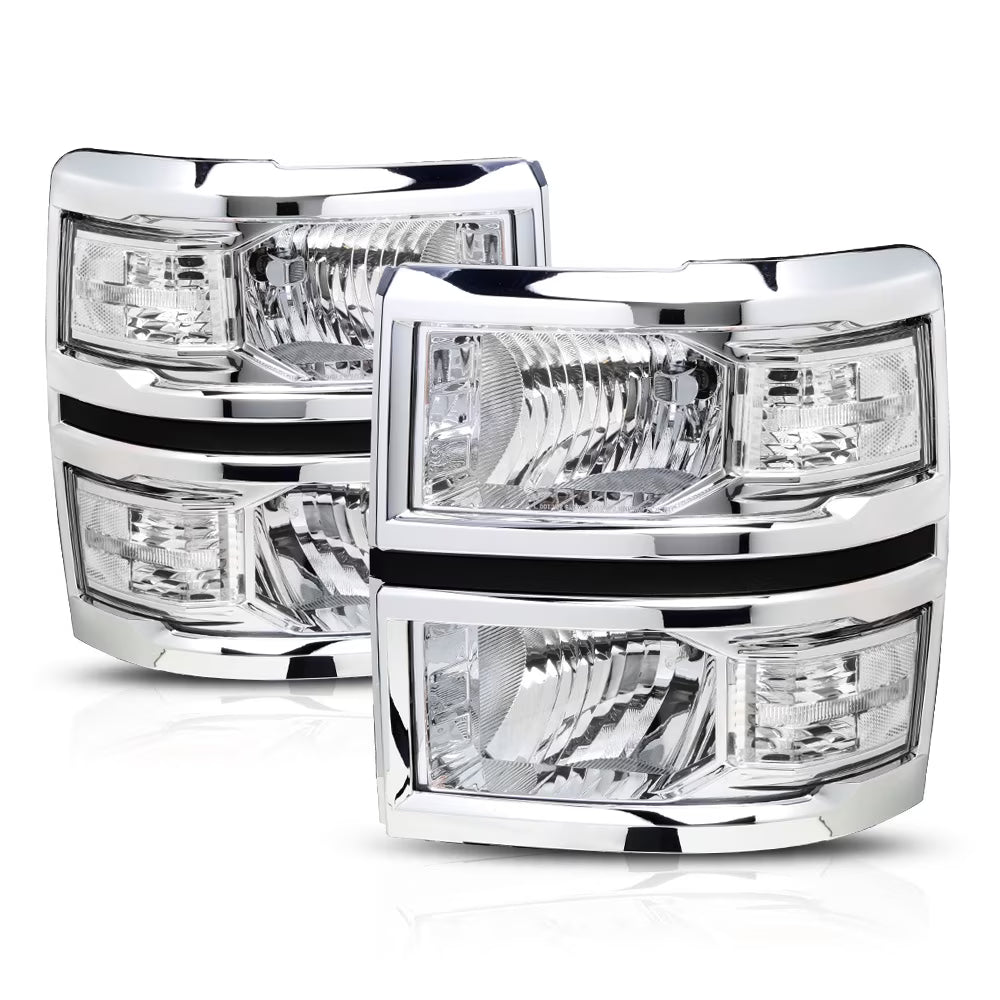 Chrome Housing Headlight Clear Turn Signal Reflector D863464