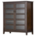 Pine Wood Glass Door Storage Cabinet R49138