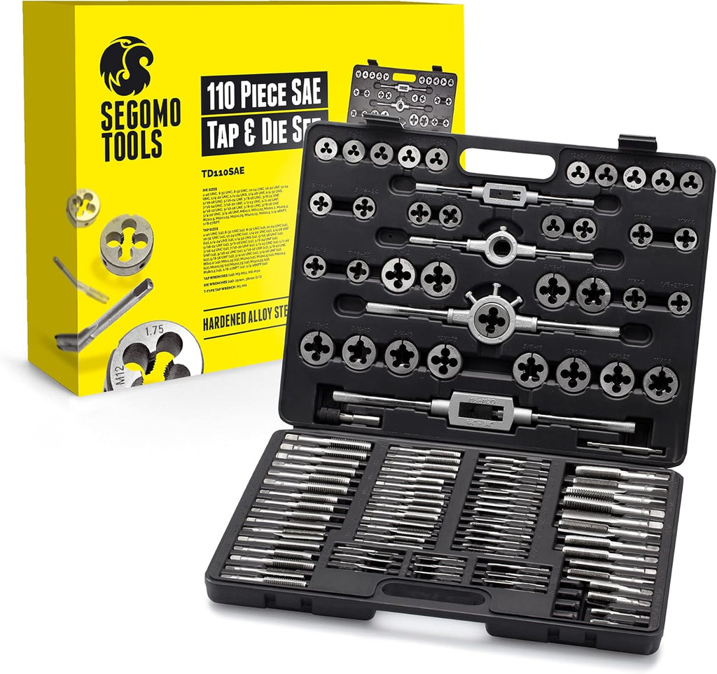 110 Piece Hardened Alloy Steel SAE Tap And Die Threading Tool Set With Storage Case X551