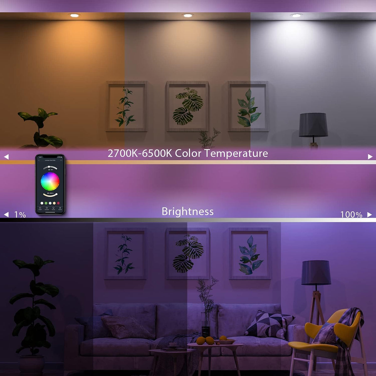 Smart Candelabra Bulb LED RGBCW E12 WiFi 6 Pack O52644