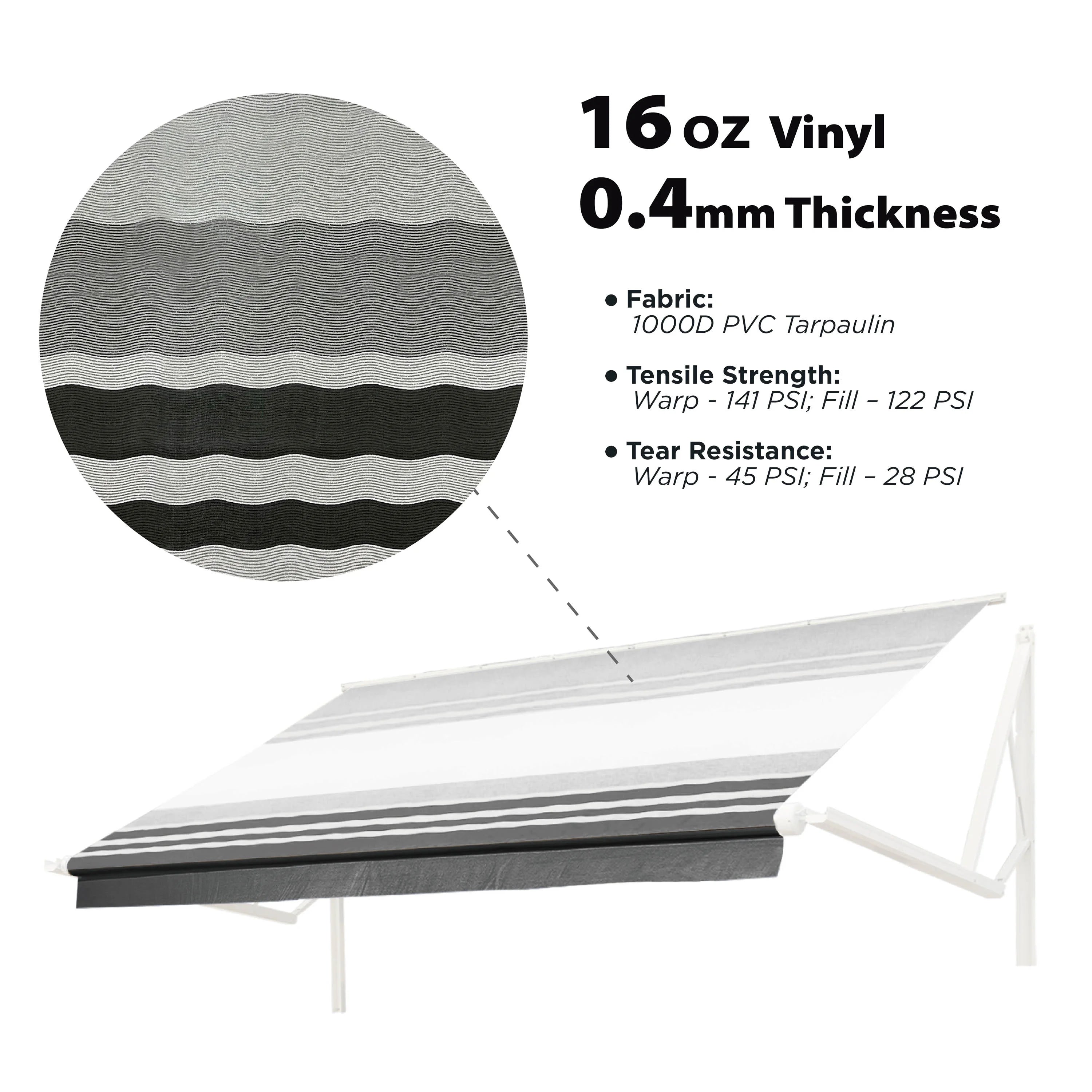 Grey Motorized Retractable RV Awning 20X8 ft V187373
