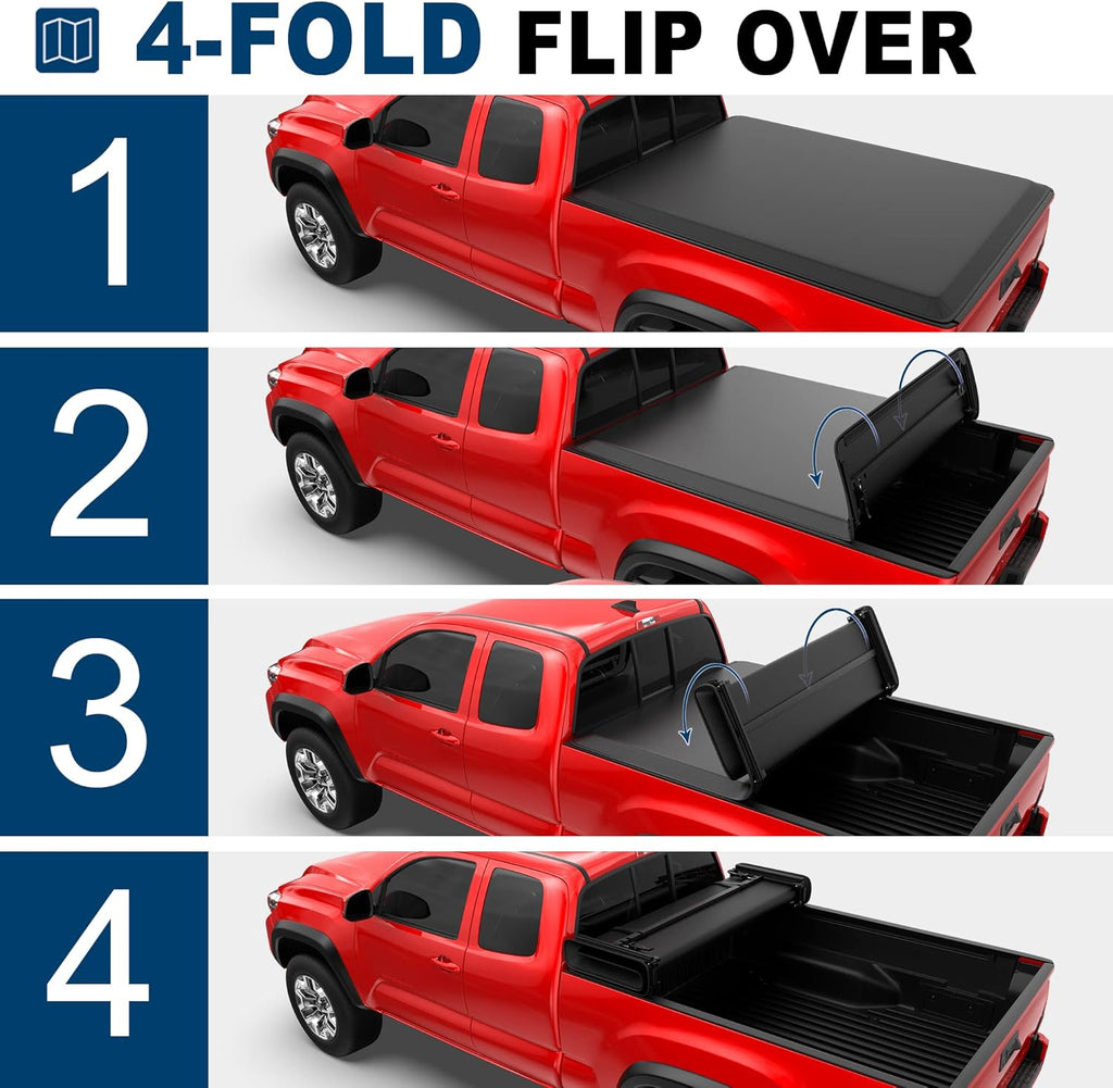Quad Fold Soft Tonneau Cover Truck Bed Waterproof E309