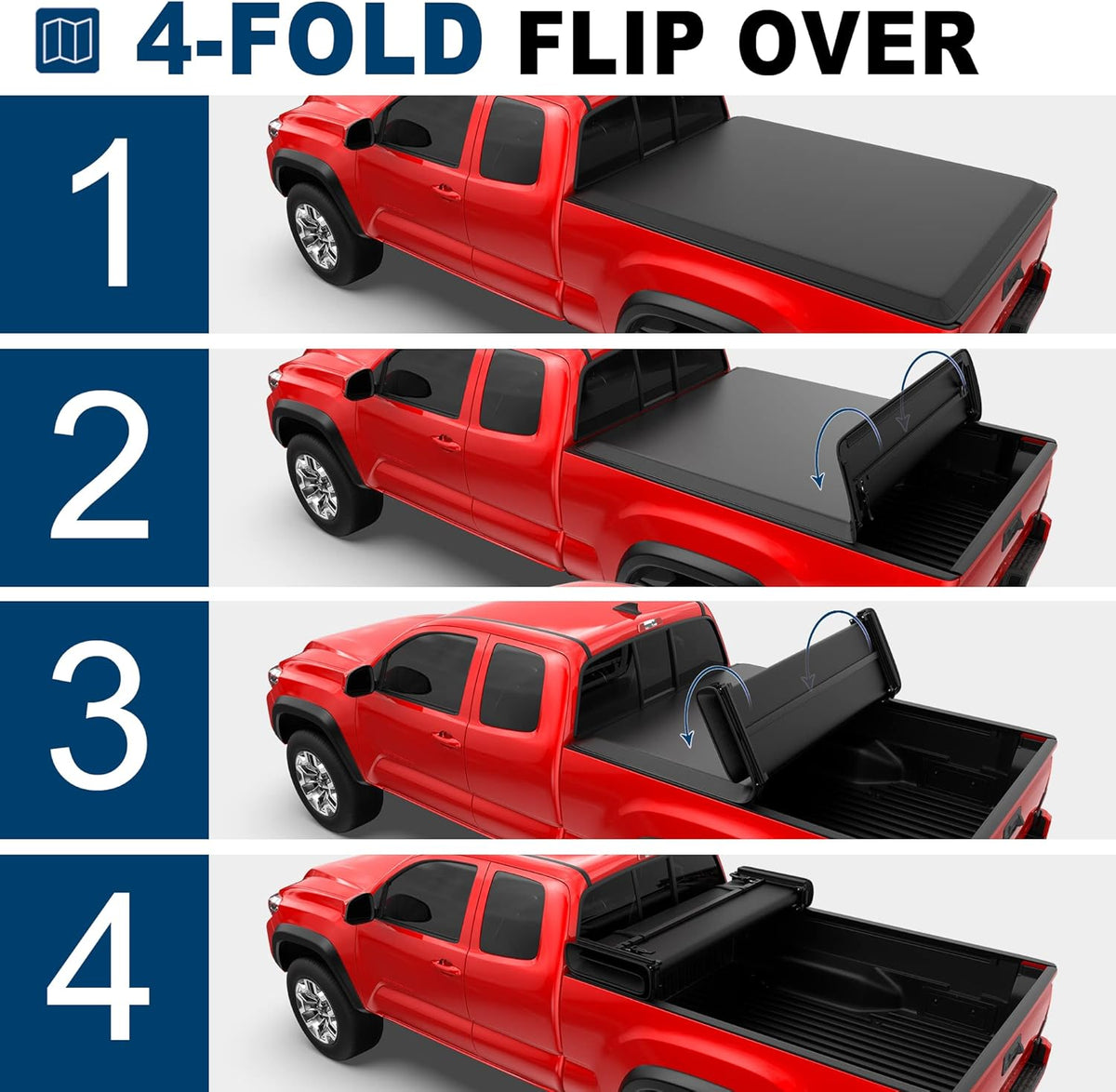 Quad Fold Soft Tonneau Cover Truck Bed Waterproof E309