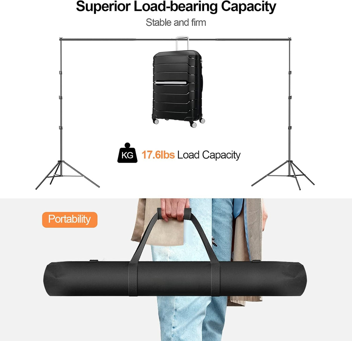 8.5 x 10 ft Heavy Duty Backdrop Stand with Carry Bag V16698