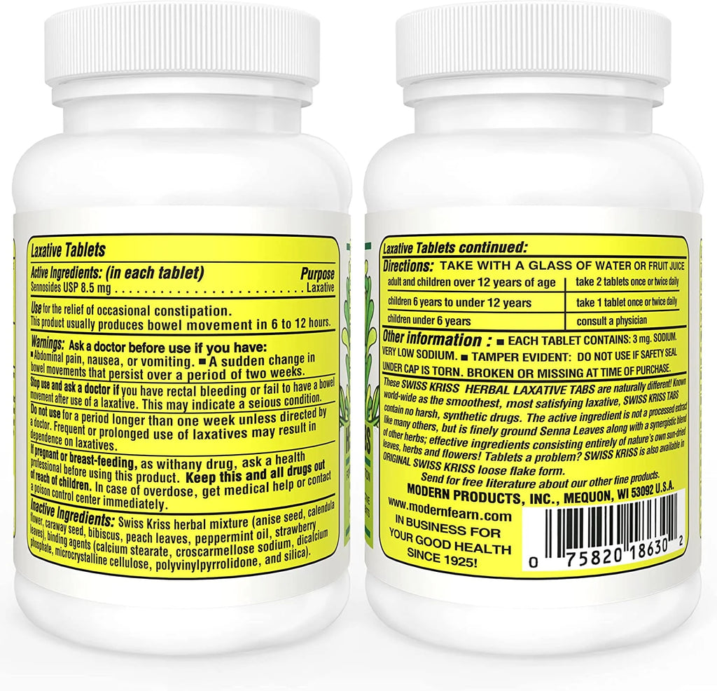 Herbal Laxative Tablets 250 ea (Pack of 4) S73782