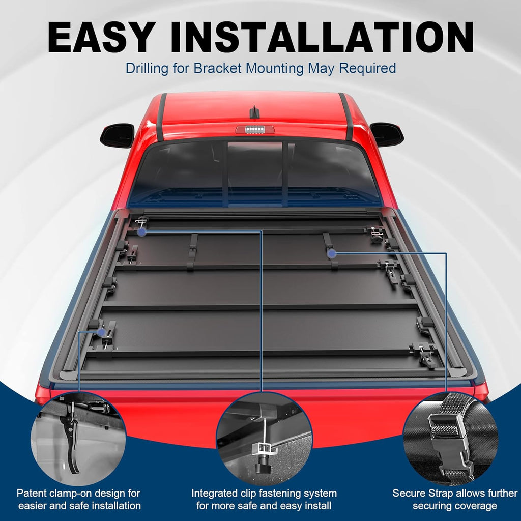 Quad Fold Soft Tonneau Cover Truck Bed Waterproof E309
