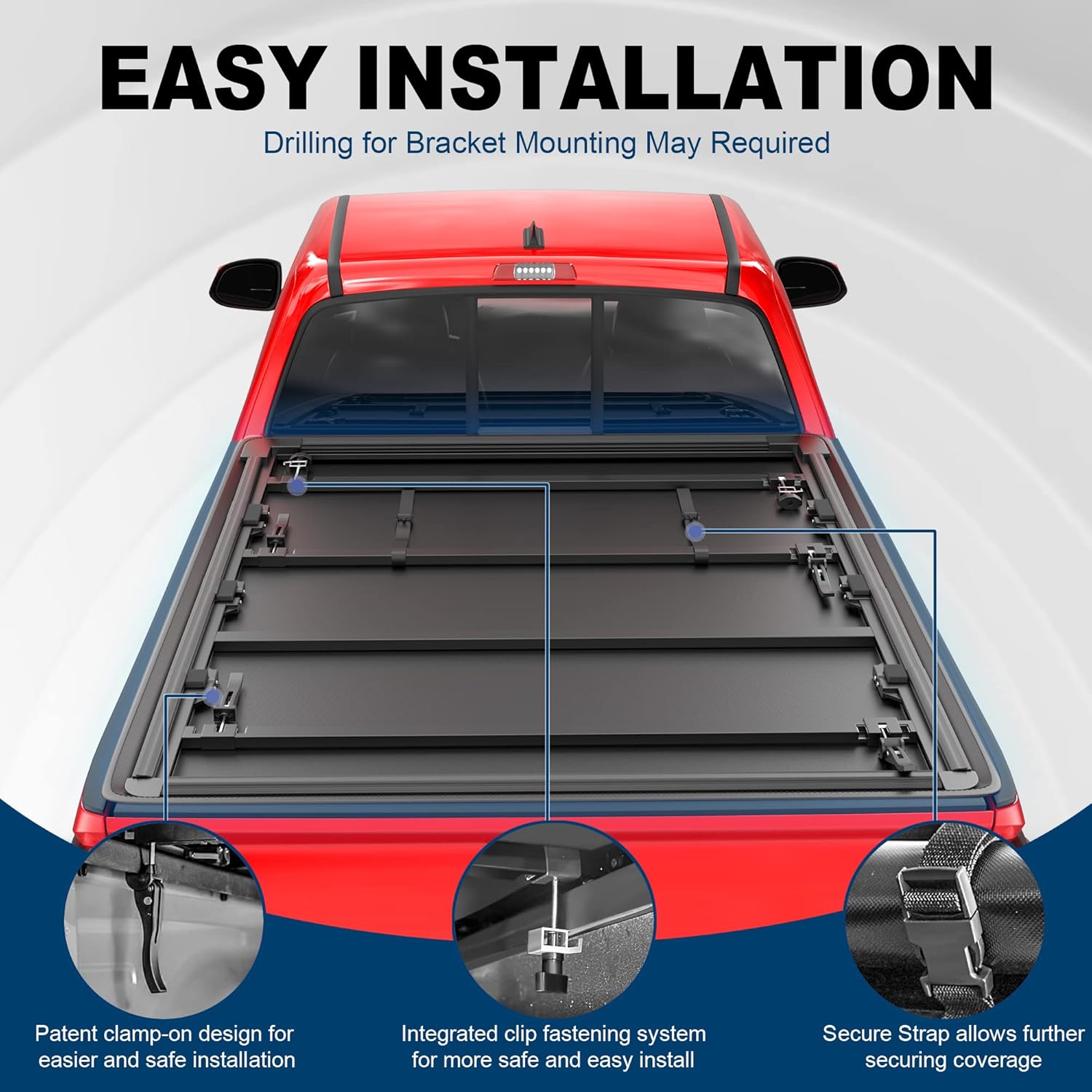 Quad Fold Soft Tonneau Cover Truck Bed Waterproof E309
