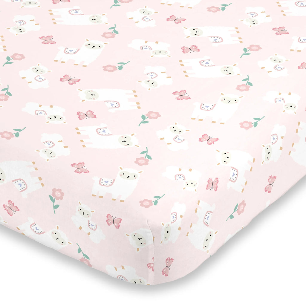 3PC Crib Bedding Set, Pink and Purple, Includes comforter, fitted sheet and dust ruffle A832