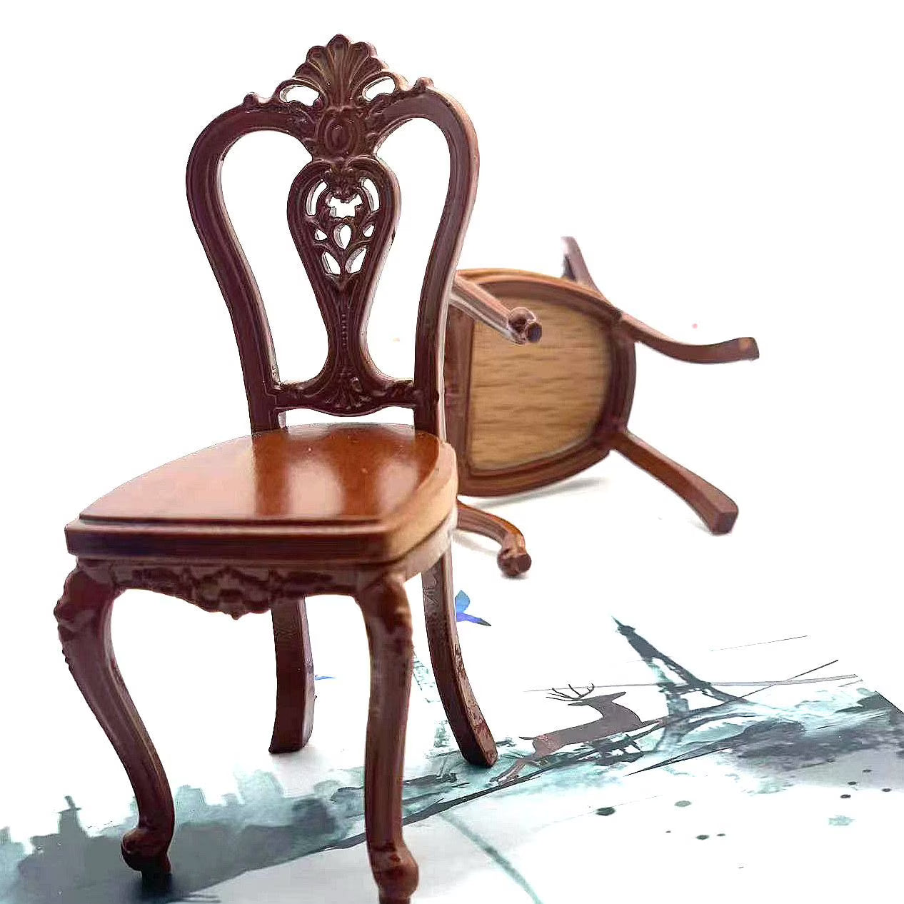 Miniature Metal Wood Chair Model G546842