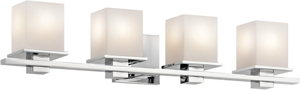 Chrome 1 Light Wall Sconce with Satin Etched Cased Opal Glass J8981