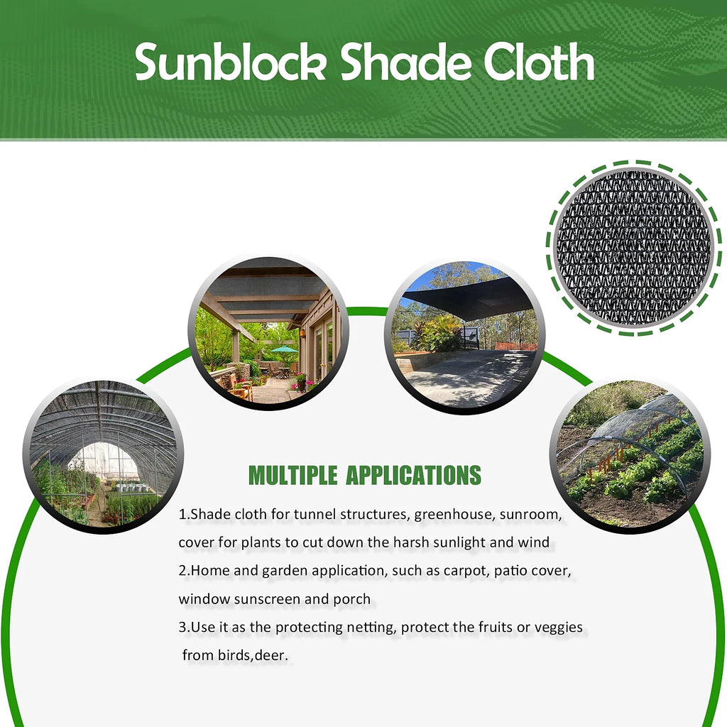 Black 10x20ft Sunblock Shade Cloth O614