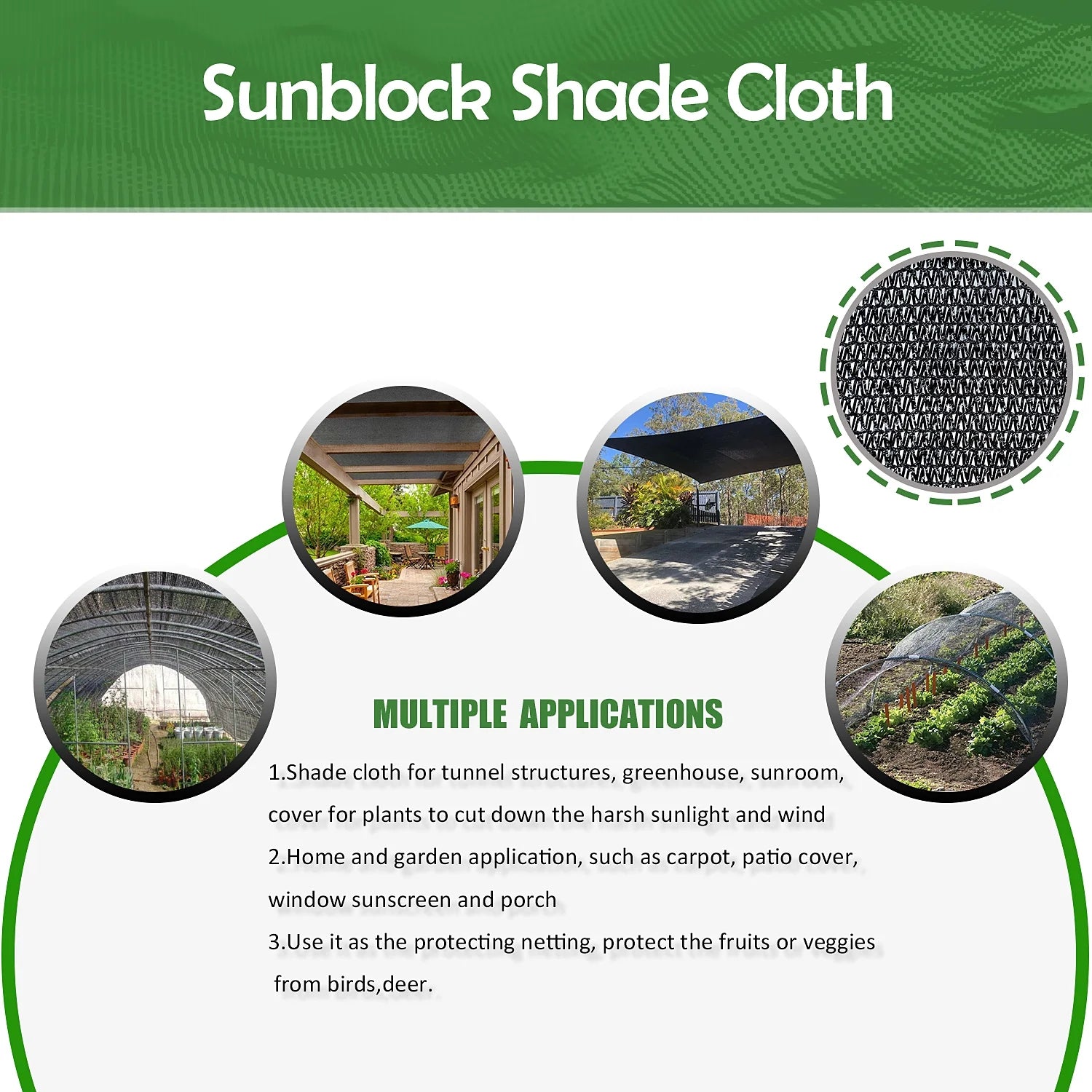 Black 10x20ft Sunblock Shade Cloth O614