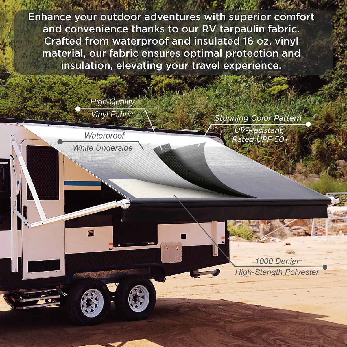Grey Motorized Retractable RV Awning 20X8 ft V187373