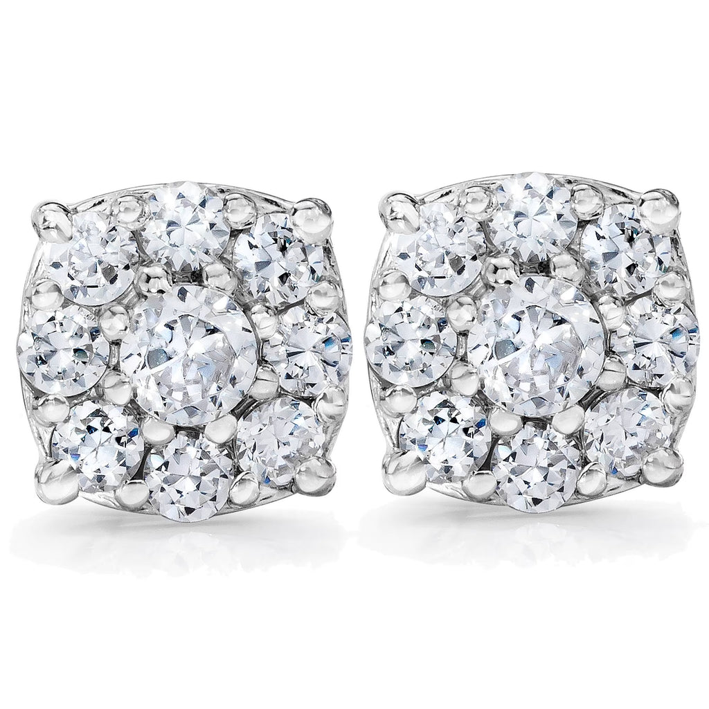 1 Carat Halo Diamond Studs 14K White Gold B71421