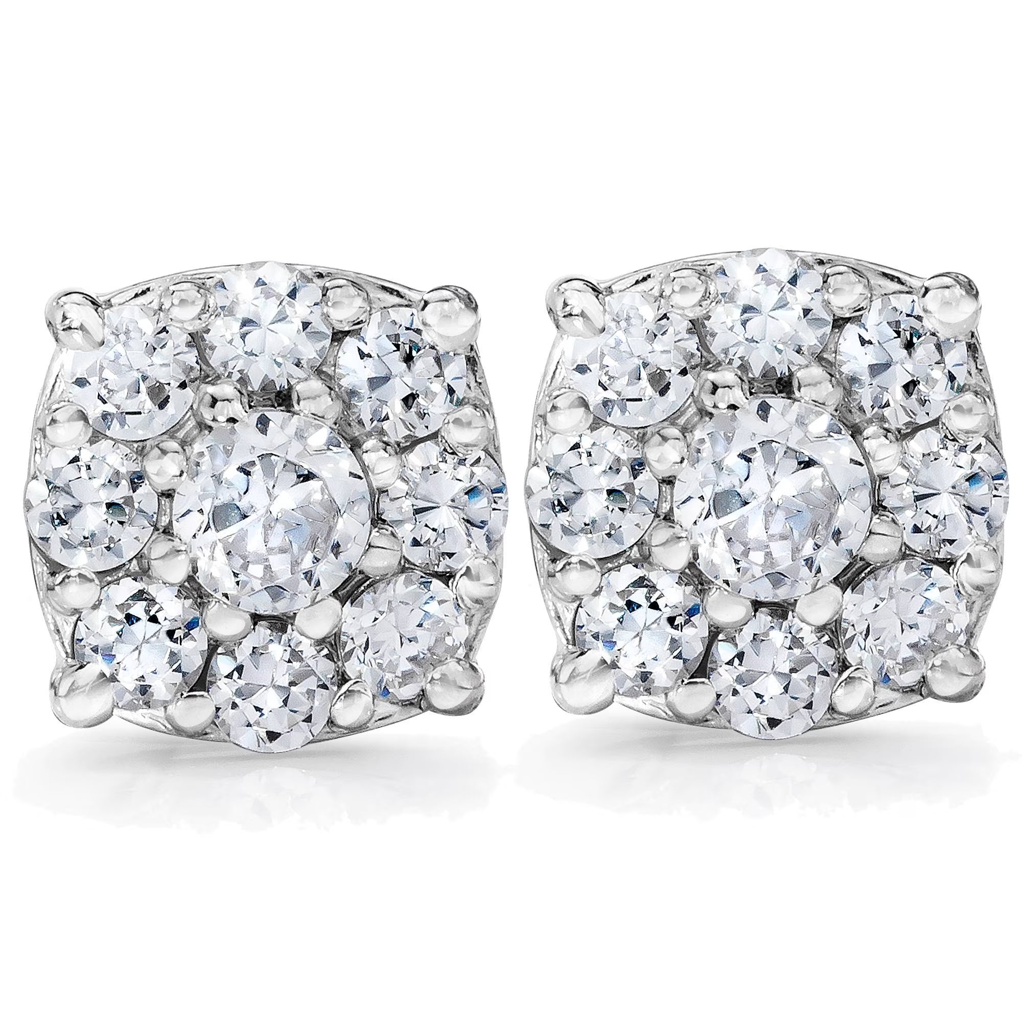 1 Carat Halo Diamond Studs 14K White Gold B71421