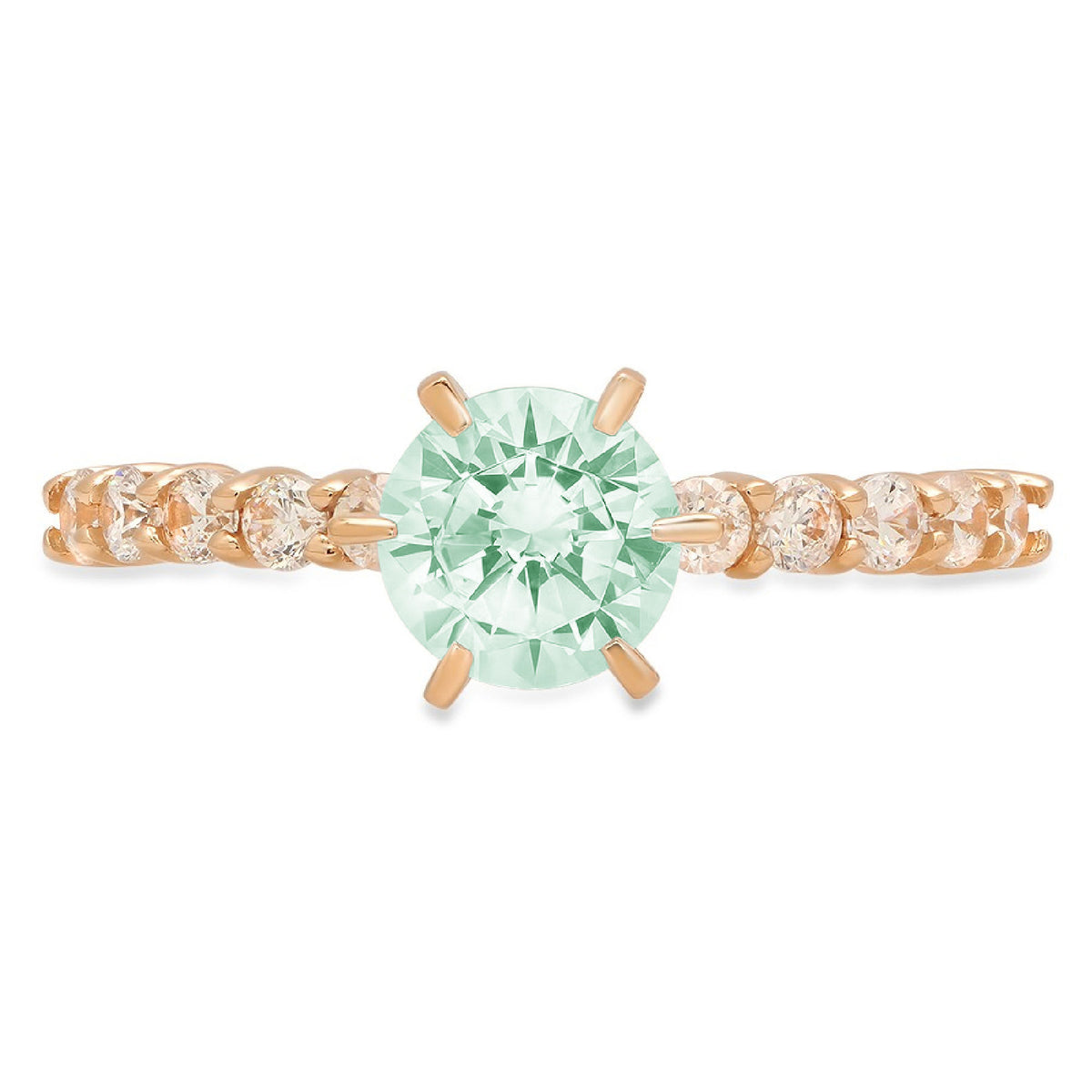 18k Yellow Gold Solitaire Ring with Accents U2497