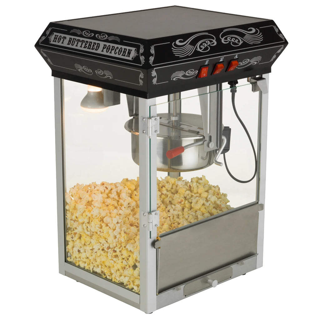Black/Silver 8oz Popcorn Machine with Cart P755