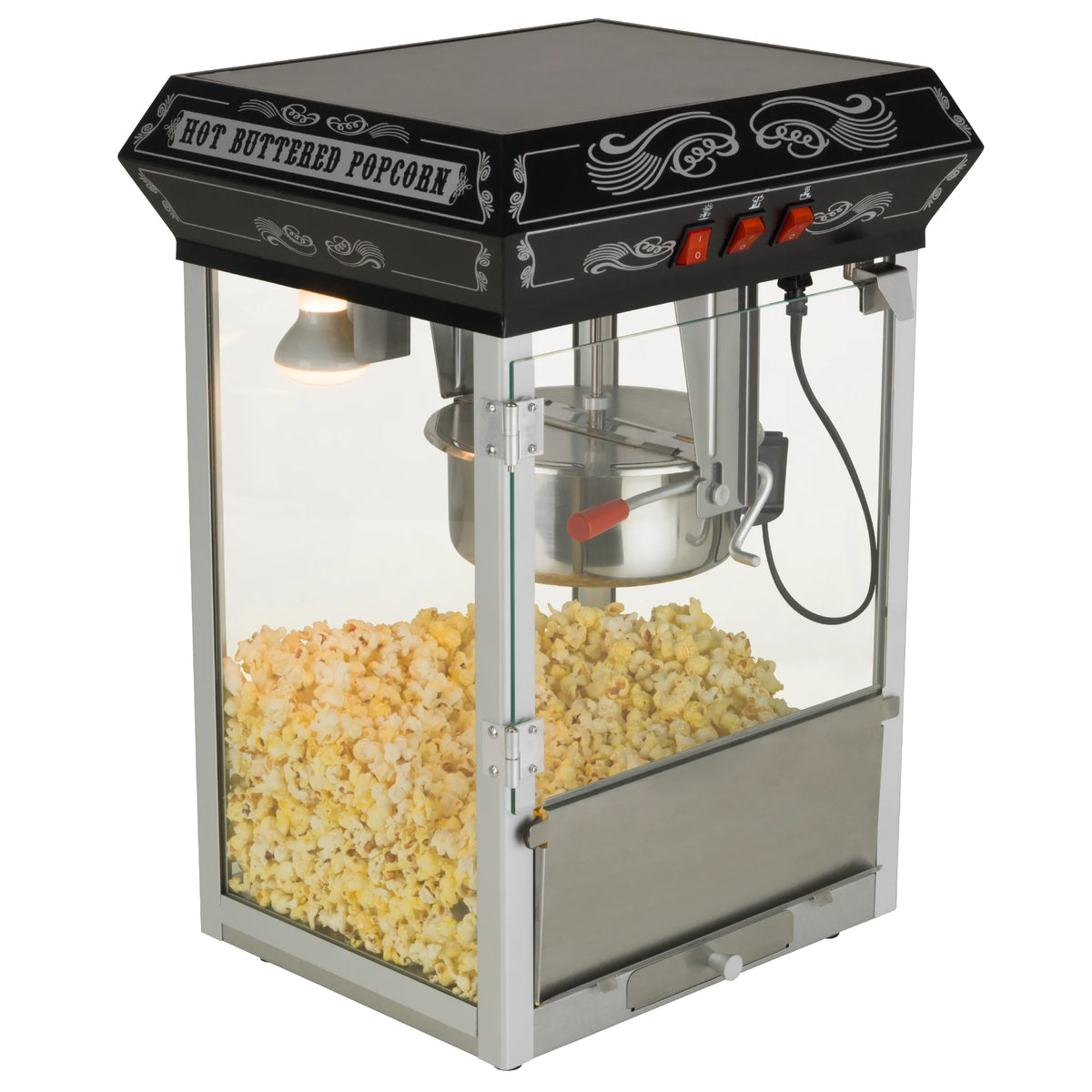 Black/Silver 8oz Popcorn Machine with Cart P755