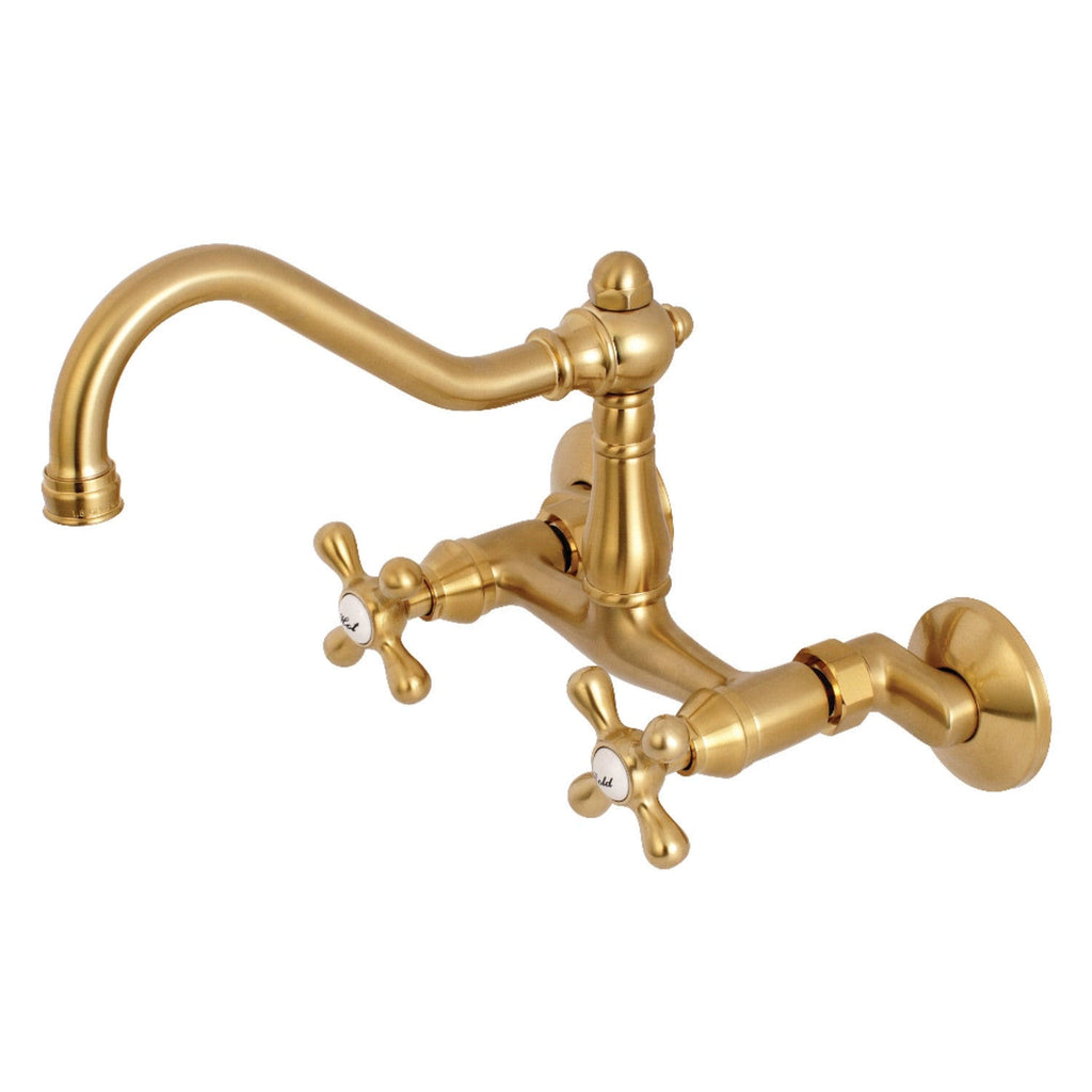Brushed Brass Adjustable Wall Mount Kitchen Faucet Q7620