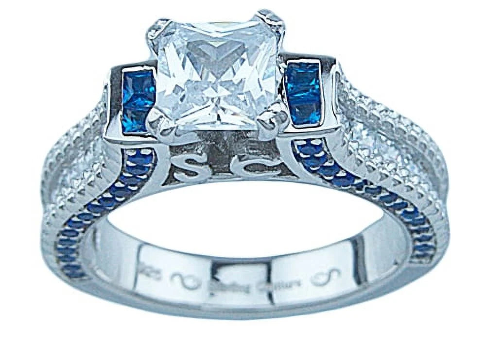 Simulated Sapphire Engagement Ring Set W96779