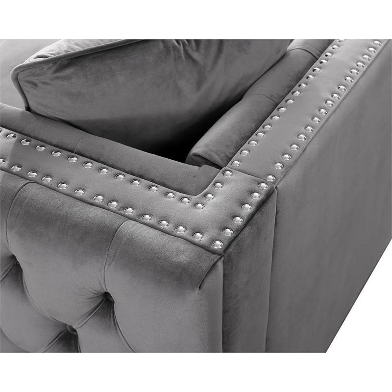2 Piece Velvet Loveseat and Chair Set in Gray I647