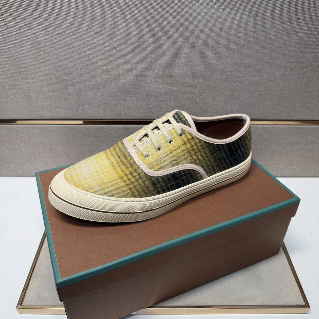 Loro Piana Men's Plaid Low-Top Sneakers