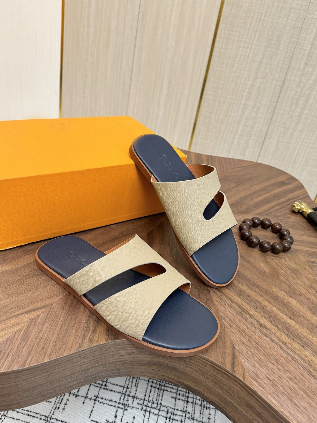 Loro Piana Cross-Strap Slide Sandals